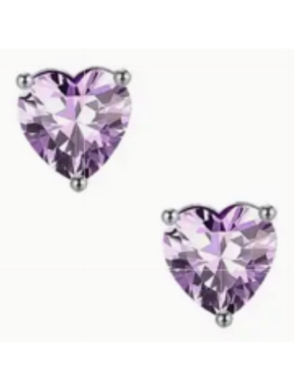 Purple Heart Stud Earrings in Sterling Silver